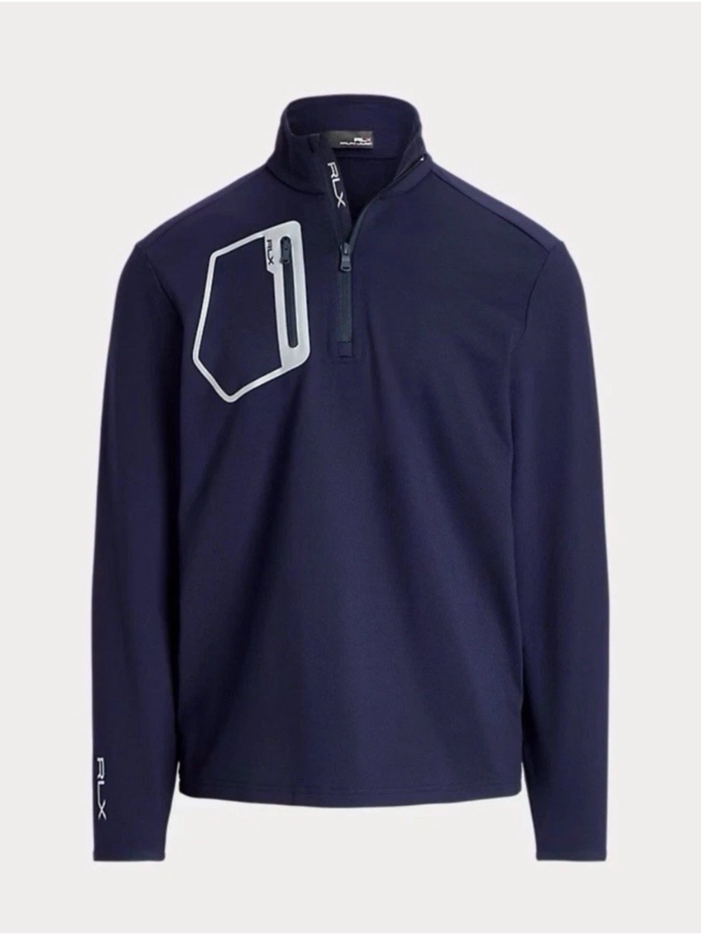 RLX Ralph Lauren Navy Half-Zip Performance Jacket with Contrast Pocket Detail